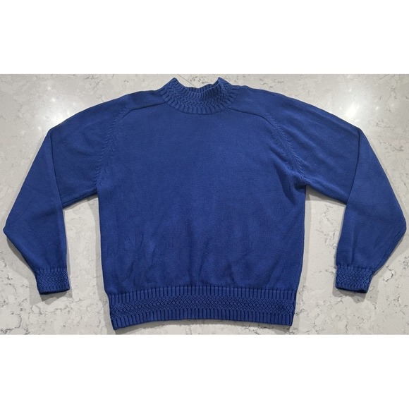 lizwear Sweaters - VTG 90s Lizwear Liz Claiborne Sweater Womens Medium Blue Cotton Knit Pullover